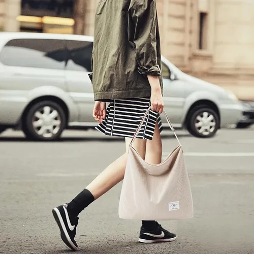 Miniatura 6 de KALIDI Bolso de mano de pana para mujer, estilo casual, con cremallera, grande, bandolera, bolso de hombro, bolso de trabajo a la moda para mujer