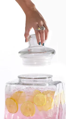 Miniatura 7 de Glacial Ice Design - Dispensador de bebidas de vidrio con espita SS y soporte, 2.5 galones