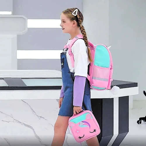 Miniatura 2 de KLFVB Mochila de 3 piezas para niñas y niños, bolsa de libros de dinosaurio de unicornio de 15 pulgadas con lonchera, bolsa escolar preescolar