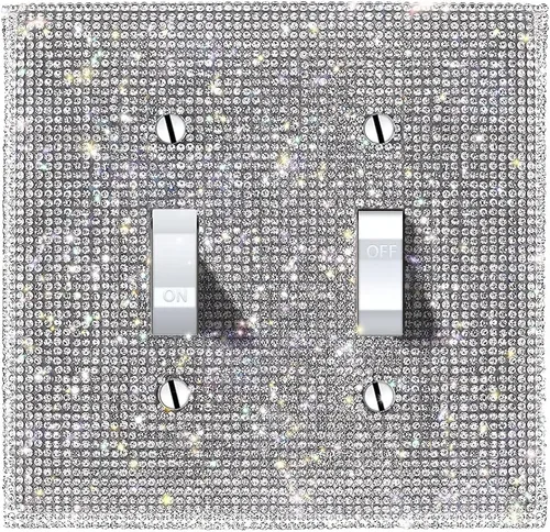 Miniatura 8 de 1 funda para interruptor de luz brillante – Cubierta de placa de interruptor con purpurina dorada con diamantes de imitación 2.2 lbs-2-Oro