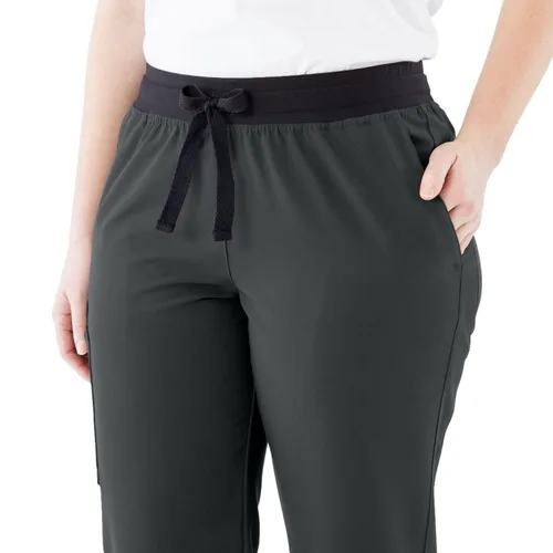 Miniatura 104 de ave. Varick - Pantalón médico de tiro medio para mujer, pierna recta, seis bolsillos, color azul caribeño, talla S