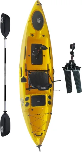 Miniatura 13 de BKC Brooklyn 12.0 Pro - Kayak de pesca individual de 12 pies manos libres, dirección de timón, casco de 70 libras, almacenamiento hermético