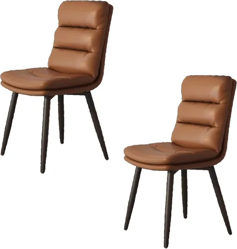 Miniatura 21 de Upholstered Dining Chairs Set of 4, Leather Kitchen Chair with Metal Legs, Dining Room Kitchen Chair with Back for Brown