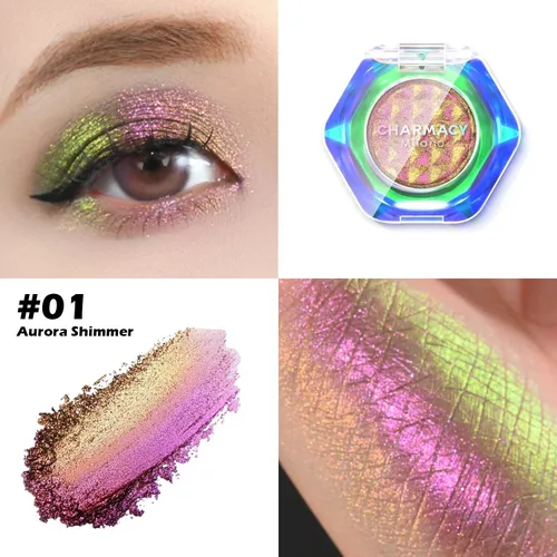 Miniatura 3 de CHARMACY Sombra de ojos multicromática con purpurina, sombra de ojos brillante con pigmentación intensa, sombra de ojos con acabado duocromático