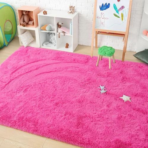 Miniatura 7 de Amearea Alfombra de Área Peluda Esponjosa para Dormitorio de Niñas Sala de Estar, Extra Suave y Difusa Alfombras Peludas, Antideslizante, Alfombra