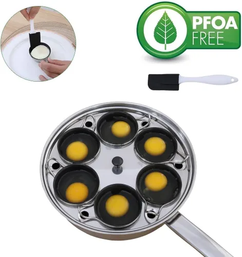 Miniatura 2 de Sartén para Huevos Escalfados de 6 Tazas - Olla para Huevos Escalfados de Acero Inoxidable – Juego de Utensilios de Cocina para Escalfar Huevos