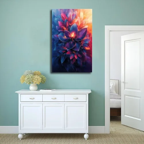 Miniatura 4 de Cyberpunk Inspired Retro Nature Abstract Print – Neon Purple & Sapphire Blue – Unique Modern Wall Art Canvas Poster Wall Art Decor Print Picture Sin