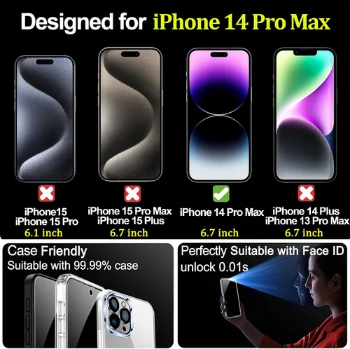 Miniatura 6 de Paquete de 2 protectores de pantalla de privacidad compatibles con iPhone 14 Pro Max de 25 grados, vidrio templado antiespía, marco de fácil Para
