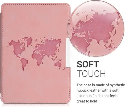 Miniatura 3 de kwmobile Funda compatible con Amazon Kindle Paperwhite (10.Gen - 2018) - Funda para lector electrónico - Esquema de viaje rosa polvoriento