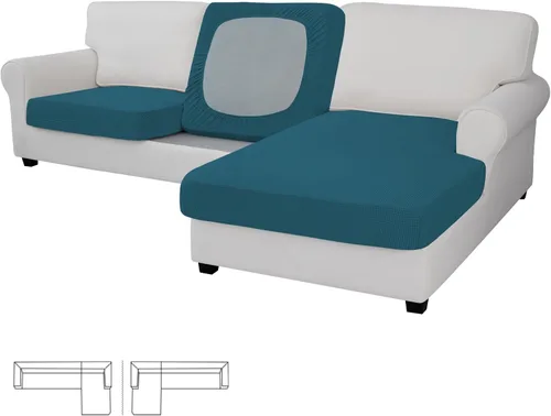 Miniatura 135 de Easy-Going - 4 Fundas de cojín elásticas para sofá seccional, izquierda/derecha, en forma de L, funda de asiento antideslizante, suave, flexible