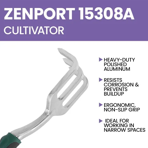 Miniatura 4 de Zenport 15308A Cultivador de 3 clavijas, mango ergonómico, 14 pulgadas, aluminio pulido