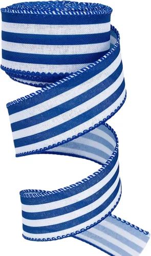 Miniatura 5 de Leecogo Cinta de Pascua con alambre, 1-1/2 x 10 yardas, cinta de rayas amarillas para Pascua, Navidad, corona, primavera, verano, boda, baby shower