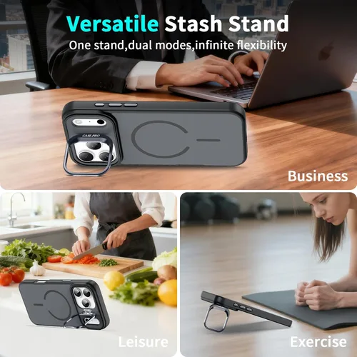 Miniatura 6 de Funda para i Phone 17 Pro Max, con función atril y protector de pantalla HD, compatible con accesorios MagSafe, funda magnética para iPhone 17 Pro