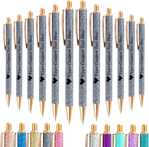 Miniatura 12 de Hasta 100 bolígrafos personalizados a granel con nombre, bolígrafo con purpurina personalizable, logotipo de negocios, mensaje de texto, regalo