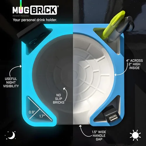 Miniatura 3 de MugBrick - Portavasos de silicona portátil para escritorio, sofá y cama. Apto para lavavajillas, soporte para bebidas antiderrames para oficina, (A)