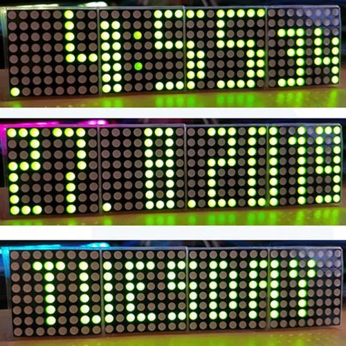 Miniatura 2 de MAX7219 Módulo de matriz de puntos 32x8 4 en 1 módulos de pantalla LED para microcontrolador Arduino Raspberry Pi con cables de 5 pines verde