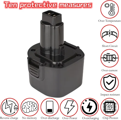 Miniatura 8 de 2 paquetes de 1.5Ah compatibles con batería Dewalt 9.6V NiCad repuesto negro y Decker (etiqueta de capacidad real) DW9062 DW9061 PS120 CD231 DE9036