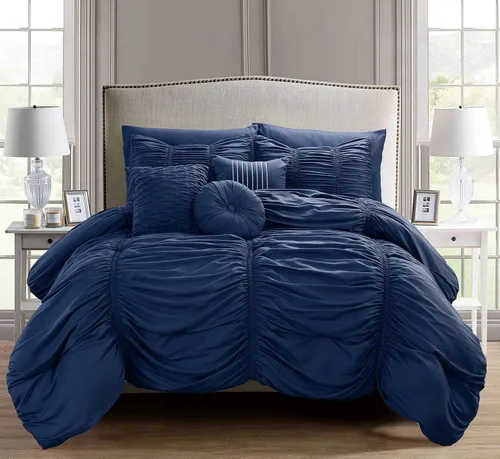 Miniatura 7 de Elegant Comfort El juego de edredón plisado de 10 piezas más suave y acogedor, con volantes fruncidos con almohadas decorativas y sábana bajera