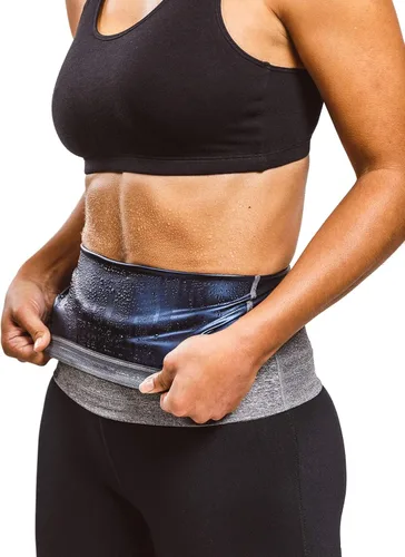 Sweat Shaper – Cinturón de sauna para reducción de cintura para mujer, entrenador de cintura sin neopreno Gris