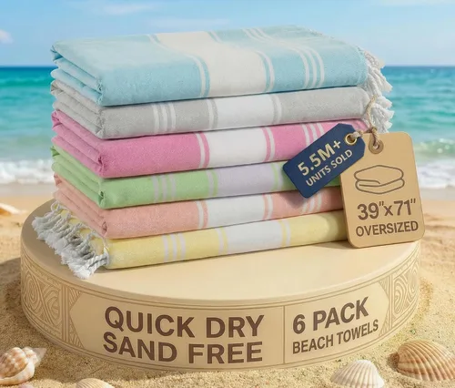 Miniatura 73 de LANE LINEN - Paquete de 4 toallas de playa de gran tamaño, toalla de piscina prelavada, extragrande, de secado rápido y sin arena, toalla de viaje