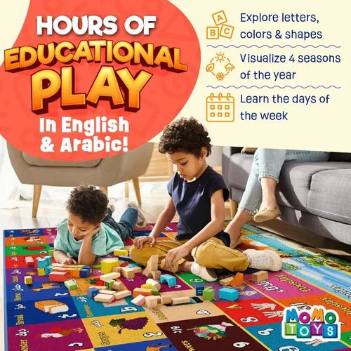 Miniatura 6 de Alfombra de juego para niños de 60 x 78 pulgadas, alfombra plegable ABC para niños pequeños, alfombra de piso para bebé con letras en inglés