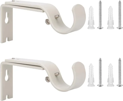 Miniatura 12 de Ycolnaefllr Juego de 2 soportes de barra de cortina ajustables resistentes dorados para barra de cortina para barra de 1 pulgada