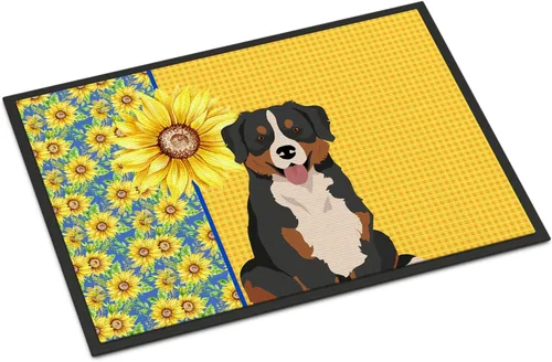 Miniatura 158 de Caroline's Treasures WDK5313MAT Airedale Terrier - Tapete para puerta delantera de 18 x 27 pulgadas, diseño de girasoles de verano, para entrada