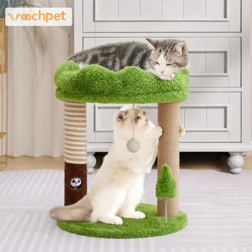 Miniatura 7 de WOOCHPET Árbol pequeño para gatos con cama de perca para gatos y cubierta extraíble, torre para gatos de 23 pulgadas de alto con 2 postes rascadores