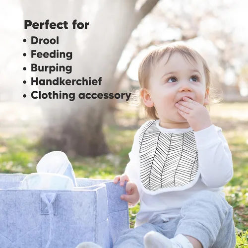 Miniatura 7 de Paquete de 8 baberos orgánicos para bebés para niñas y niños, baberos de dentición para niños y niñas, baberos para recién nacidos (escala de grises)