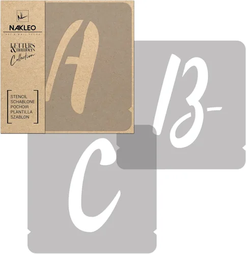 Miniatura 16 de NAKLEO 42 plantillas de plástico de letras y números para manualidades, reutilizables de 2 pulgadas, letras para pintar, alfabeto, plantilla, arte