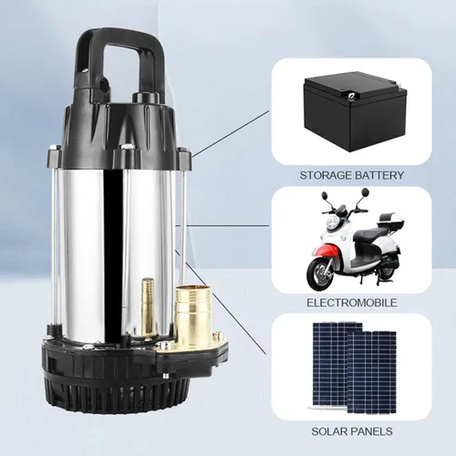 Miniatura 8 de Hilitand Bomba sumergible 300 W 72.2 ft de alta elevación sin escobillas de cobre motor de acero inoxidable cuerpo cilindro bomba de pozo
