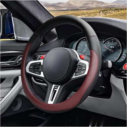 Miniatura 7 de LAINLOY Funda para volante de automóvil de 14.5"-15", funda de cuero de microfibra, decoración de volante antideslizante y transpirable, accesorios