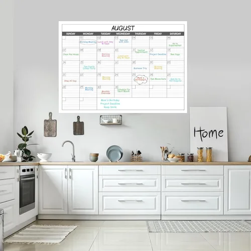 Miniatura 8 de Calendario grande de borrado en seco para pared, calendario de pared de 1 mes sin fecha, 40 x 30 pulgadas, calendario laminado borrable