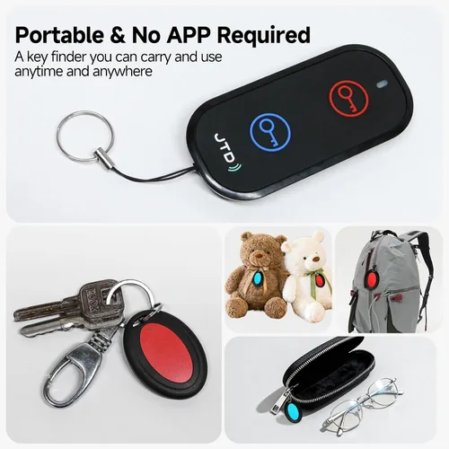 Miniatura 5 de JTD Localizador de llaves con sonido, buscador remoto – 2 receptores, 1 llavero de seguimiento de coche, 85 dB de ruido, rastreador de rango de 131