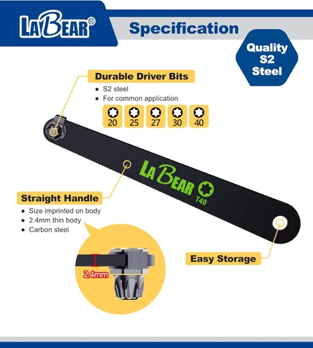 Miniatura 3 de LABEAR - Juego de tornillos torx de bajo perfil, tornillo torx de bajo perfil, Juego de destornilladores torx de perfil ultra bajo de 5 piezas