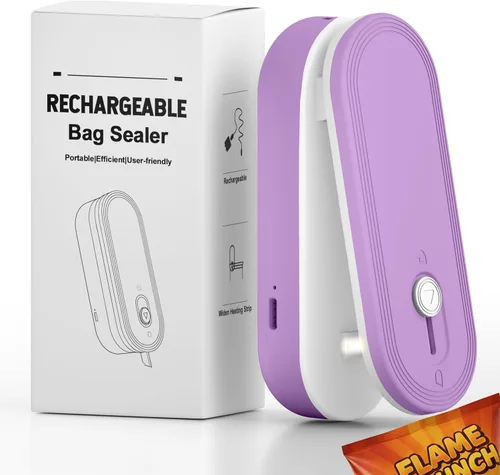 Miniatura 9 de Mini sellador de bolsas con cortador e imán, resellador de bolsas recargable de 1800 mAh de mano, sellador térmico portátil para bolsas