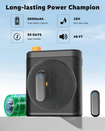 Miniatura 4 de Tearstone Voice Amplifier for Teachers with Wireless Magnetic Lavalier Microphone, Bluetooth Portable Rechargeable Speaker, 2 Mics for Classroom