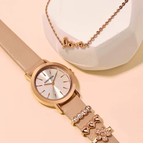 Miniatura 3 de Armitron - Reloj de pulsera con correa de cuero con cristales Swarovski para mujer