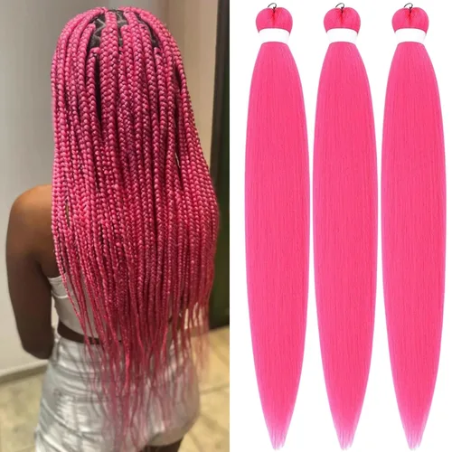 Miniatura 37 de Cabello estirado de fibra Kanekalon para trenzar con cabello humano, color oro rosado, 30 pulgadas