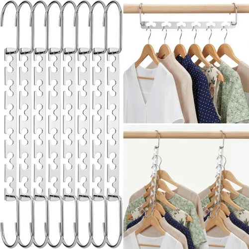 HOUSE DAY Paquete de 20 perchas que ahorran espacio para ropa, organizador de perchas resistentes, capacidad de 30 libras, colgador mágico de metal,