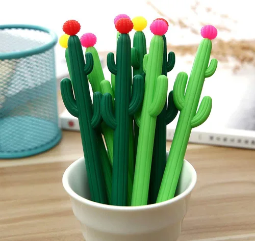 Aimyoo Paquete de 30 bolígrafos con forma de cactus, tinta de gel de 0.020 in, color negro, para escuela, hogar, oficina
