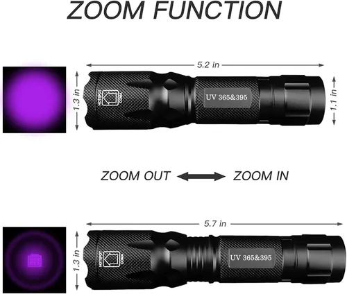 Miniatura 2 de Linterna UV de Luz Negra - 365nm 395nm Linternas Ultravioleta, Antorcha de Luz Negra Portátil Lámpara Woods para Detección de Manchas de Orina