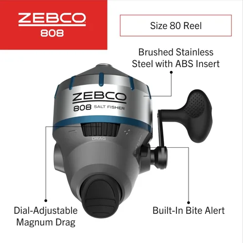 Miniatura 4 de Zebco 808 - Combo de carrete Spincast de agua salada y caña de pescar, varilla de vidrio Z duradera de 7 pies 0 pulgadas, mango de EVA extendido