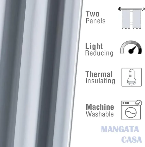 Miniatura 4 de Mangata Casa - Cortinas opacas para dormitorio, 2 paneles, cortinas térmicas para ventana, para sala de estar, cortinas que oscurecen. Blanco