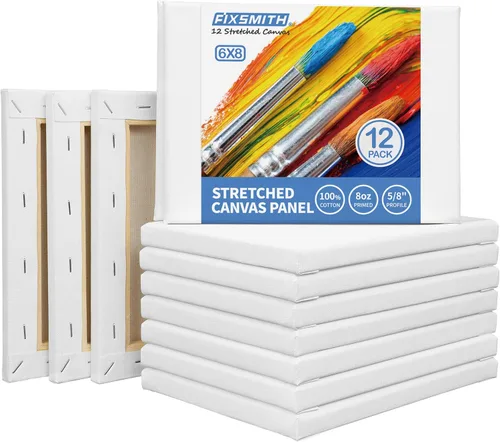 Miniatura 27 de FIXSMITH Lienzo blanco estirado de 12 x 16 pulgadas, paquete a granel de 8, imprimado, 100 % algodón, perfil de 5/8 pulgadas, paquete de gran valor