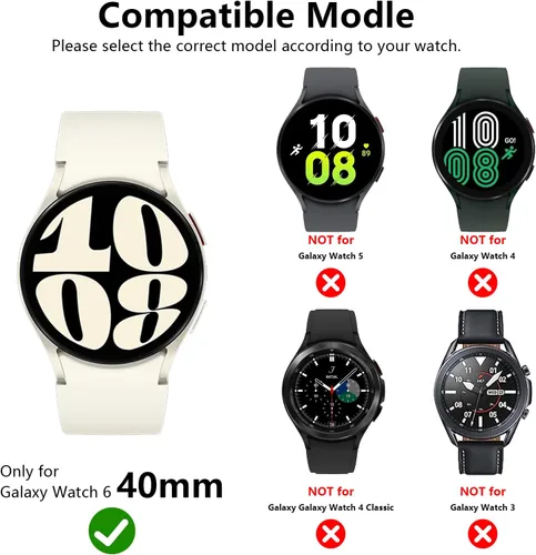 Miniatura 2 de Protector de pantalla para Samsung Galaxy Watch 6 Classic de 1.575 pulgadas, [5+5 unidades] Parachoques de policarbonato duro y película protectora