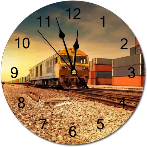 Miniatura 22 de Reloj de pared silencioso sin tictac de PVC, paisaje con hermosa puesta de sol en el campo C, funciona con pilas, 10 pulgadas (9.8 in), reloj