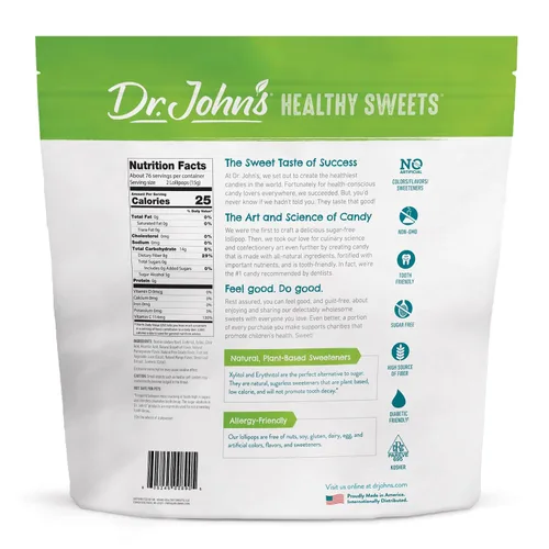 Miniatura 2 de Dr. John's - Caramelos sin azúcar, paletas saludables con cero azúcar, aperitivos bajos en calorías, dulces duros aptos para Keto, óvalo de fruta