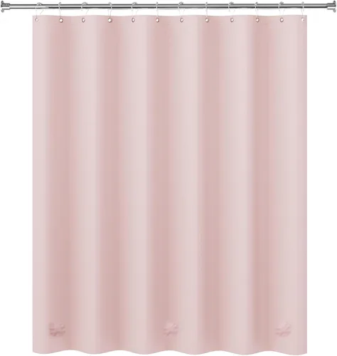 Miniatura 9 de AmazerBath - Cortina de plástico prémium de acetato de vinilo polietileno (PEVA) color rosa claro para ducha, 72 x 72 pulg, 8G, de alta resistencia