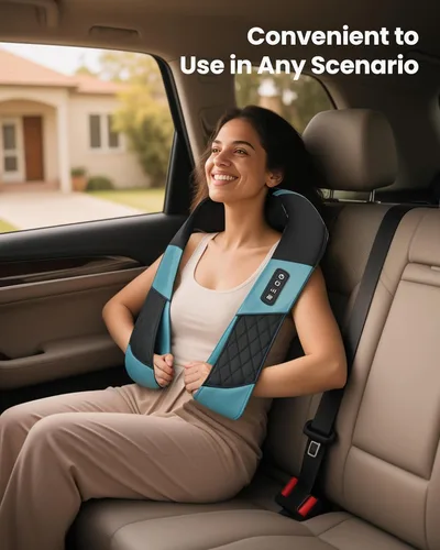 Miniatura 8 de COMFIER Masajeador de cuello inalámbrico con calor, almohada de masaje shiatsu de tejido profundo para aliviar el dolor de espalda y hombro amasado